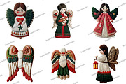 Whimsical Christmas Angel Clipart, an Illustration by DreamArtGraphic (Thumbnail 2 of 5)