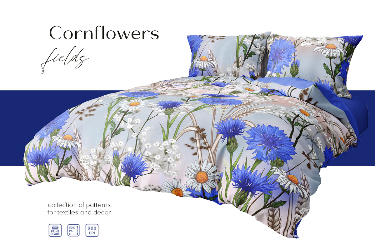 Seamless Pattern Cornflowers Fields, a Pattern Graphic by Yana Dobrik (Photo 8 of 11)