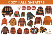 17 Fall Sweater Clipart Files, a Seasonal Illustration by Whimsy Brush Studio (Thumbnail 1 of 6)