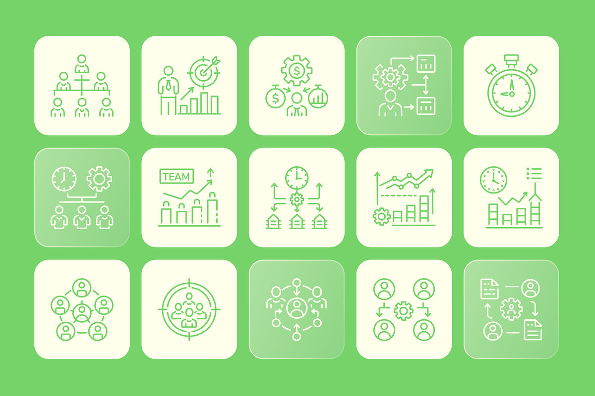 Management Icons Set, an Outline Icon by Prosymbols (Photo 6 of 7)
