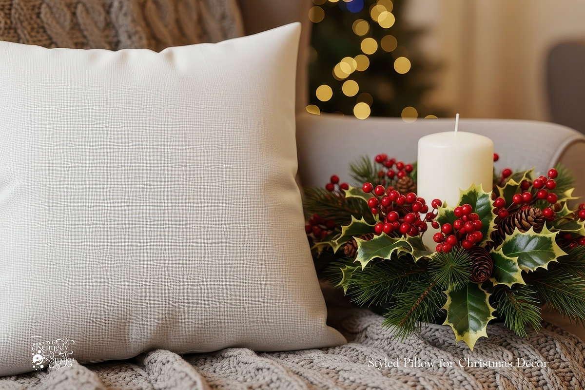 Cozy Christmas Pillow Bundle 400 JPG, a Household Mockup by KennedyStudio (Photo 9 of 13)