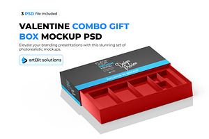 Valentine Combo Gift Box Mockup PSD