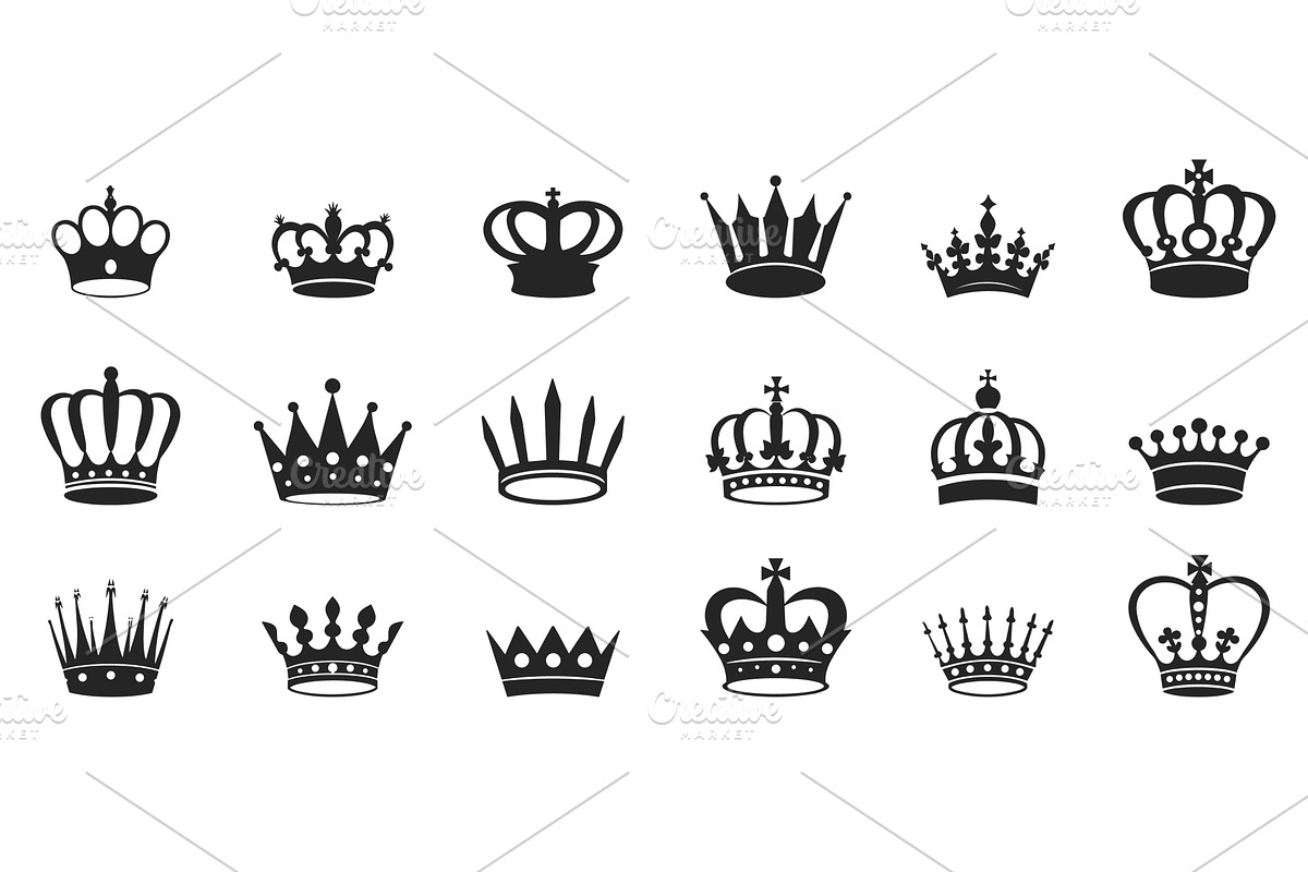 Black crown silhouettes set, an Object Illustration by Valerie Bodnar