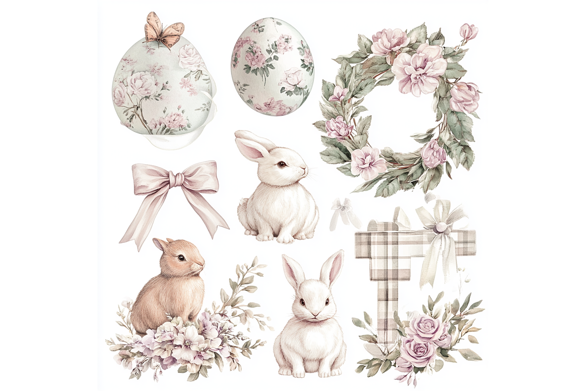 Prompt Pastel Color Easter Clipart, a Seasonal Illustration by Creative design (Photo 4 of 7)