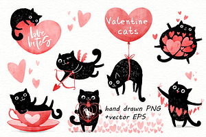 Valentine cats illustrations