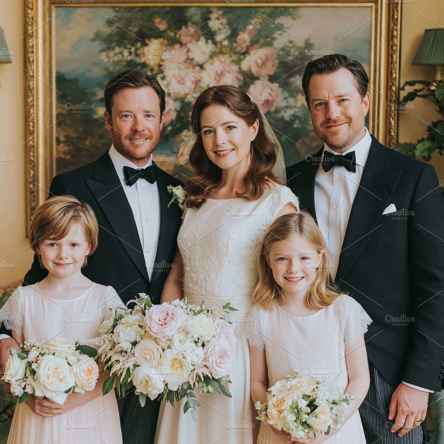 Bride and groom smiling, celebrating wedding together with happy, a Photo by Studio ANNA