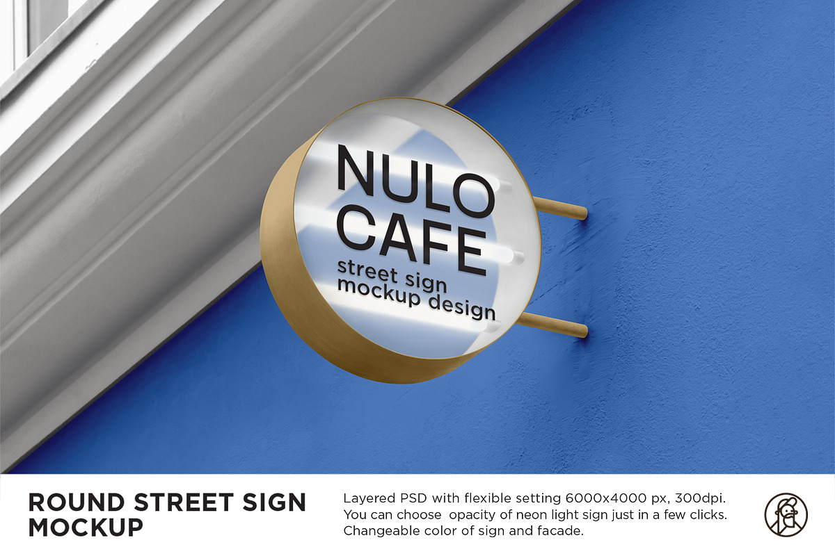 Round neon signboard mockup, a Product Mockup by eezo (Photo 6 of 6)