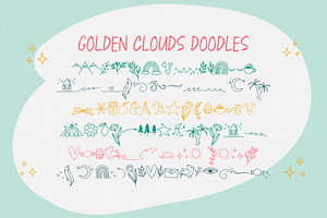 Golden Clouds Font Duo & Doodles