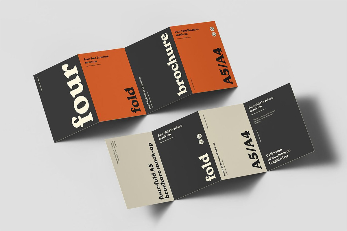 Four Fold A5 Brochure Mockup, an Advertising Mockup by Se٧enStudio (Photo 6 of 16)