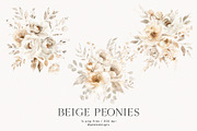 Beige Peonies, a Decorative Illustration by PeDe Designs (Thumbnail 2 of 9)