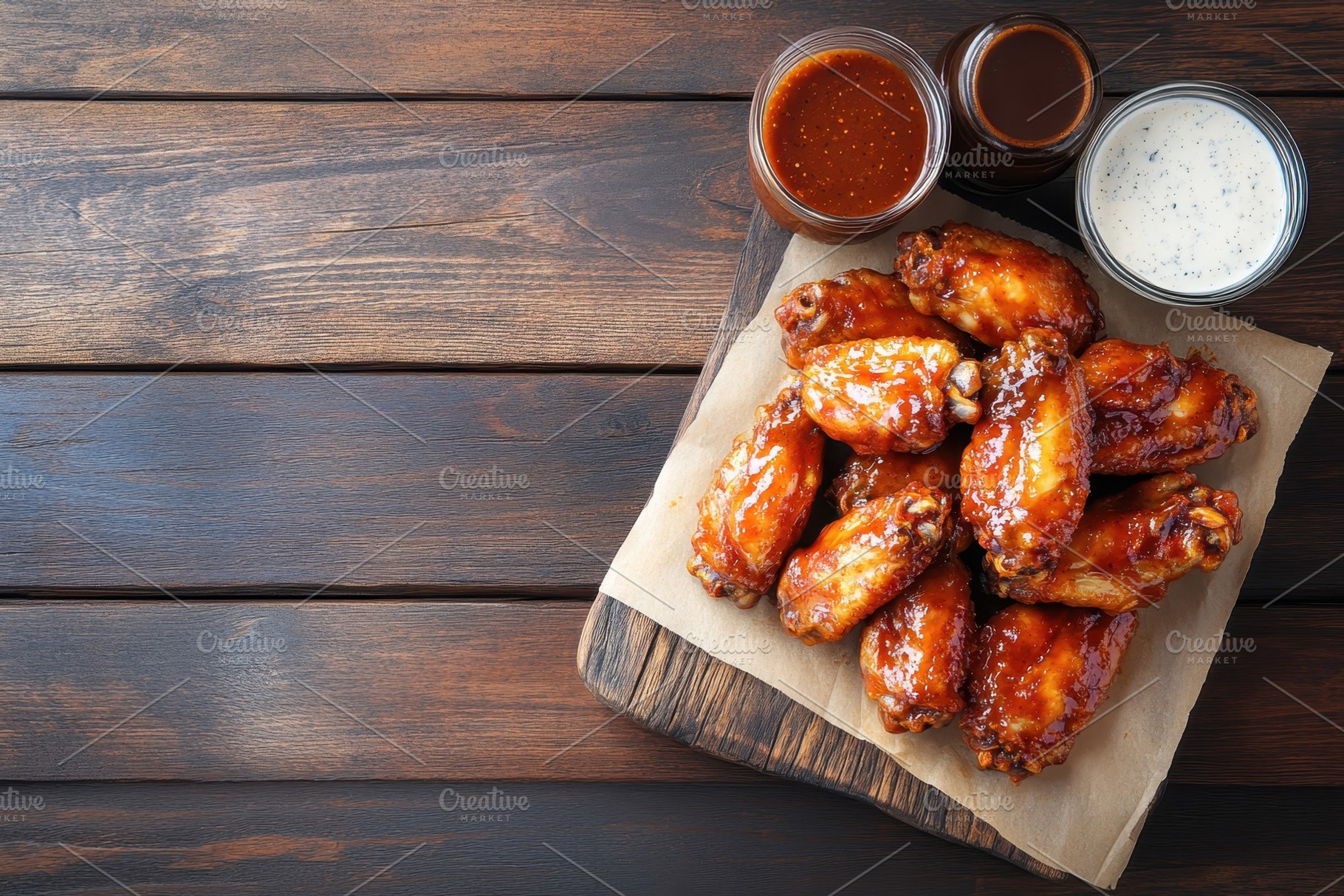Delicious sauced chicken wings serve, a Photo by Iftikhar Alam