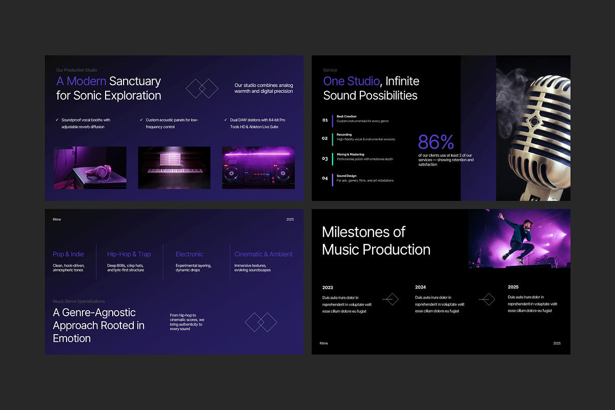Black Modern Music Presentation, a Presentation Template by Eklip Studio (Photo 5 of 6)