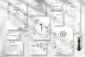 Watercolour Foliage Wedding Suite, an Invitation Template by Azka Creative
