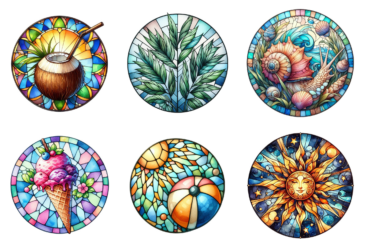 Summer Stained Glass Clipart, an Illustration by SinaCreation (Photo 4 of 5)