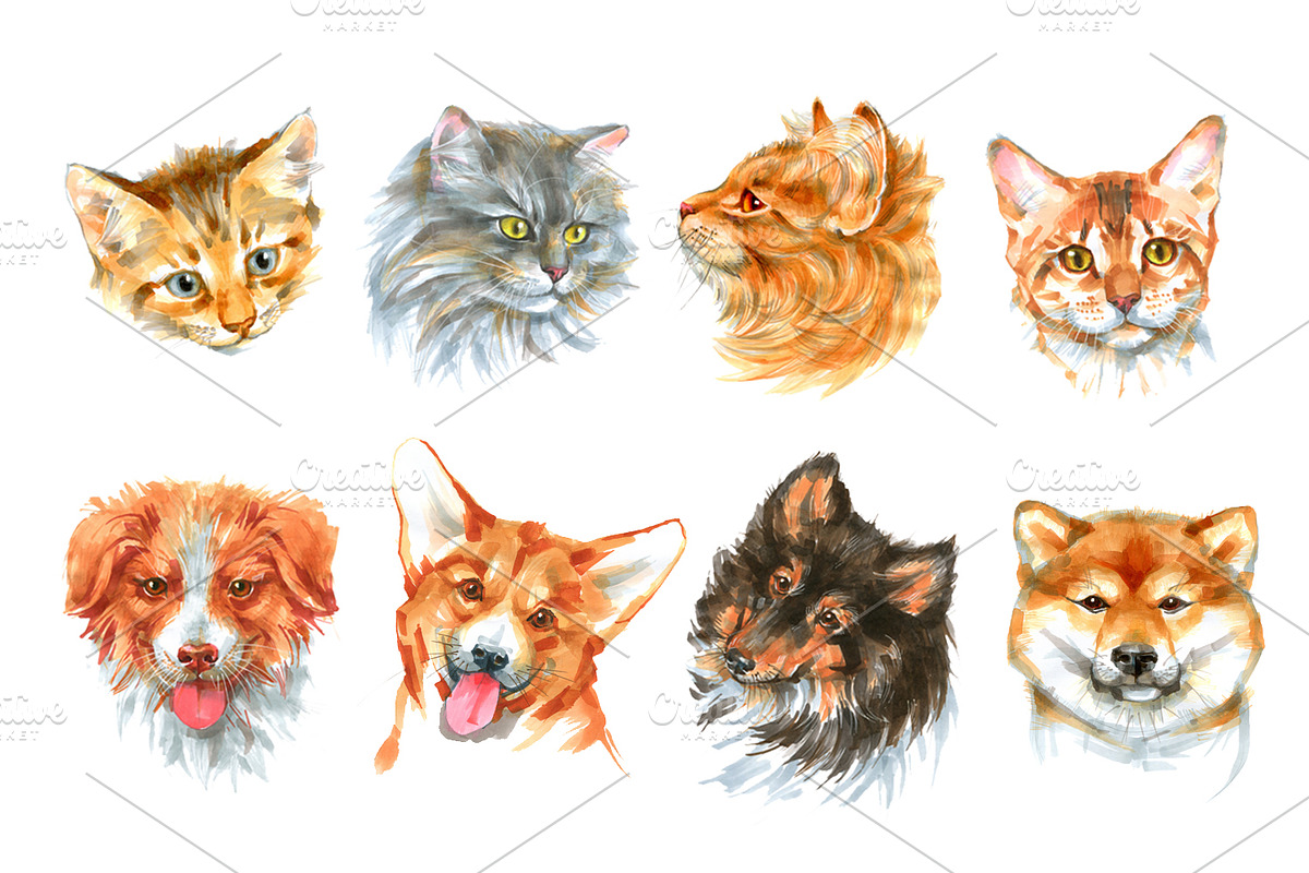 Dogs and Cats portraits, an Animal Illustration by ViktoriArt (Photo 2 of 7)