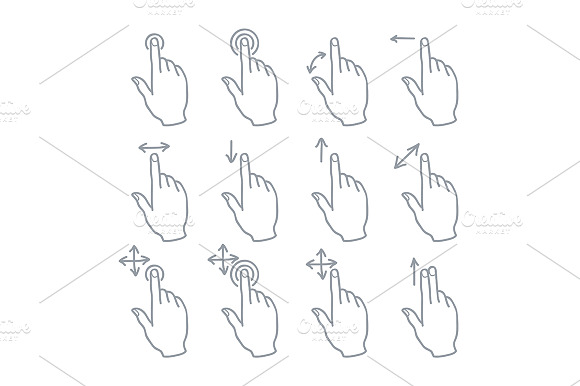 Hand Touch Gesture. Vector