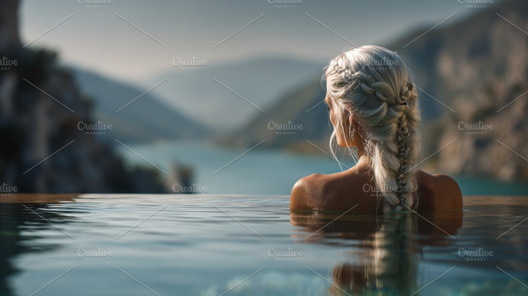 Woman relaxes in calm water, a Photo by Beautiful things
