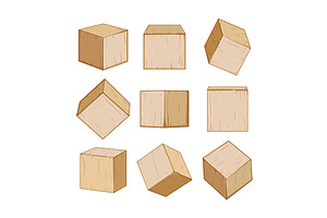 wooden blocks set cartoon vector, an Education Illustration by pikepicture