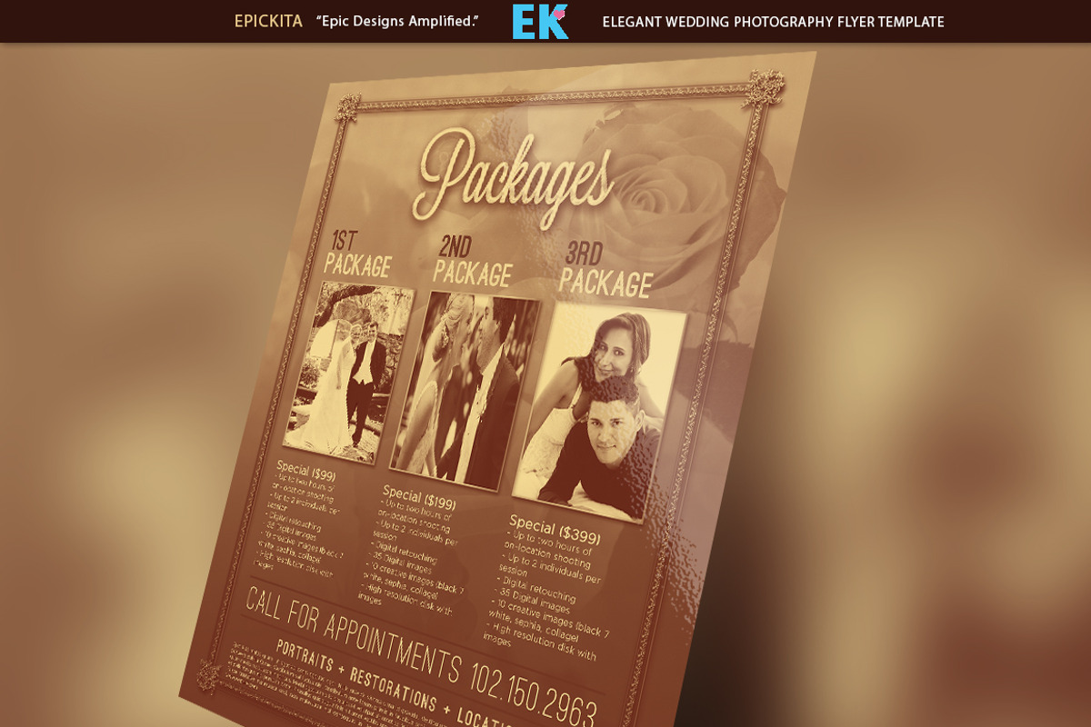 Elegant Wedding Photography Flyer, a Flyer Template by Epickita (Photo 2 of 3)