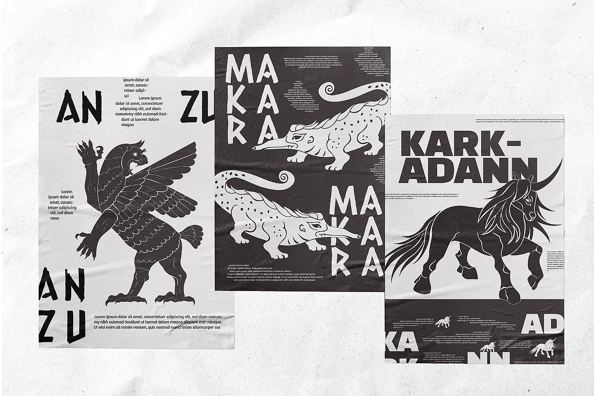 Linocut Mythical Creature Set, an Animal Illustration by Invisual Studio (Photo 5 of 7)
