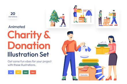 Charity Donation Animated Art Set, an Object Illustration by Vectors Market