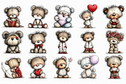 Whimsical Teddy Bear Clipart, an Illustration by Libby Wishes (Thumbnail 2 of 4)
