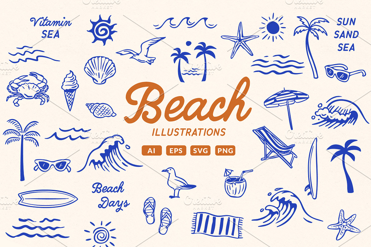Beach Illustration Set, an Illustration by cd-design.co (Photo 1 of 6)