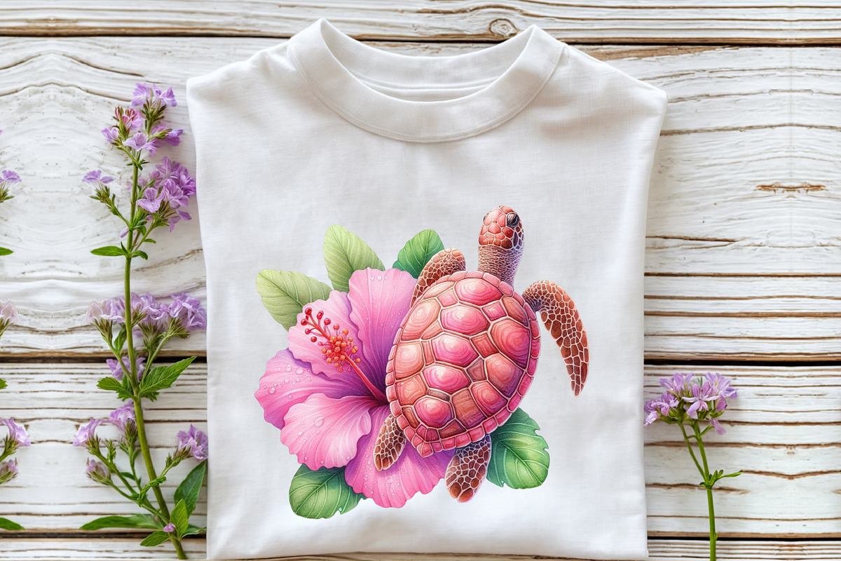 Watercolor Pink Sea Turtle Clipart, an Illustration by Rose Art (Photo 7 of 7)
