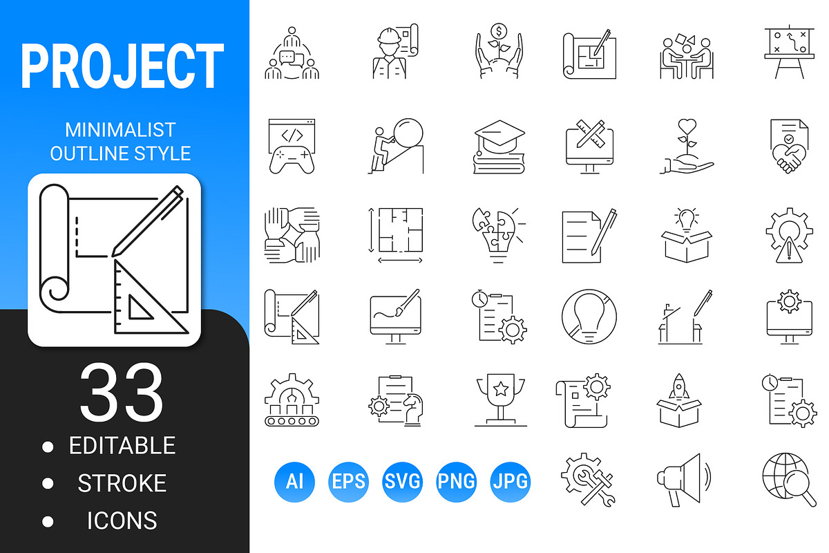 Project minimalist outline icon set, an Outline Icon by Icons (Photo 1 of 3)