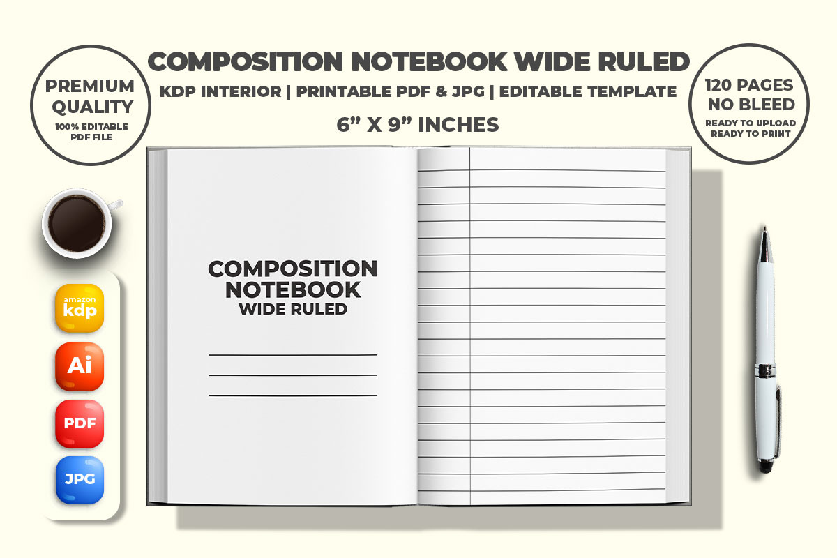 Composition Notebook Wide Ruled KDP, a Templates & Theme by M9 Design (Photo 2 of 2)