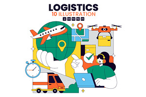 10 Logistics Vector Illustration, an Object Illustration by denayunebgt
