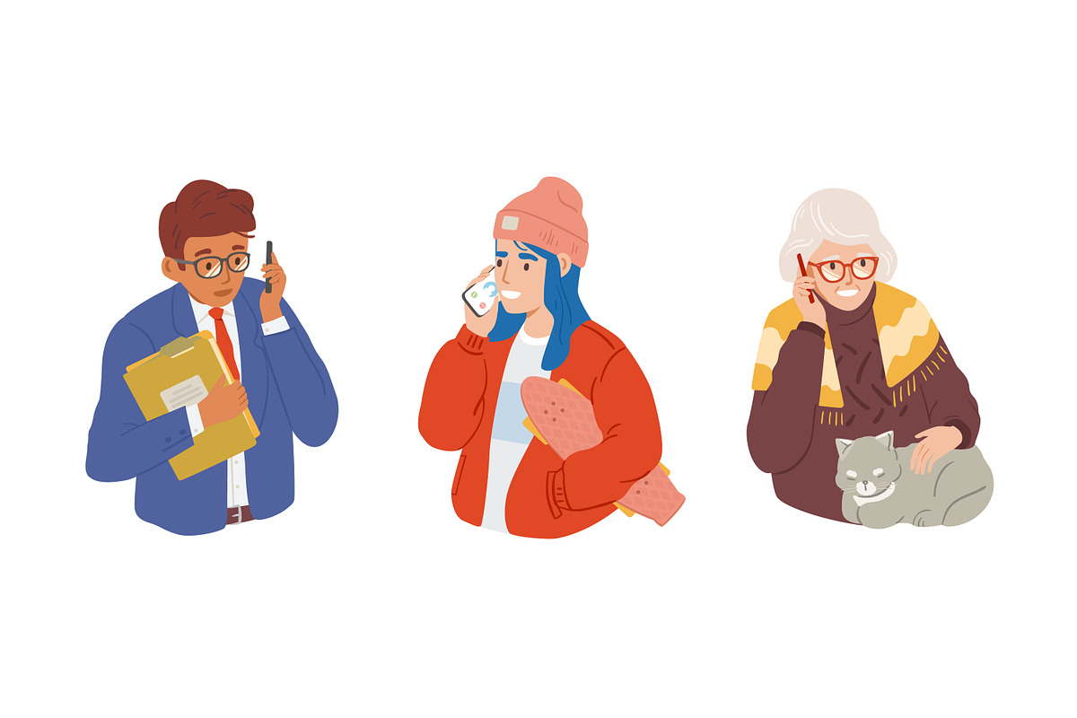 People with smartphones set, a Person Illustration by Good Studio (Photo 2 of 4)