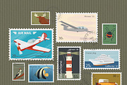 Retro postage stamps collection, an Object Graphic by Julia Tim (Thumbnail 3 of 5)