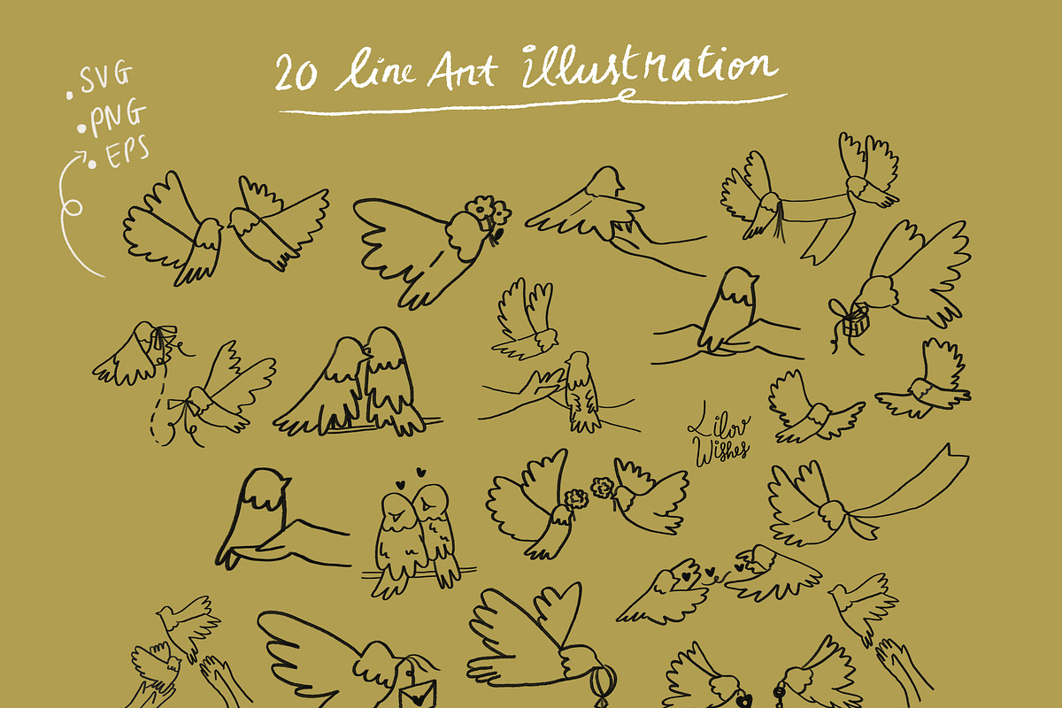 Dove Love Clipart Bundle, an Object Illustration by lilovwishes (Photo 3 of 6)