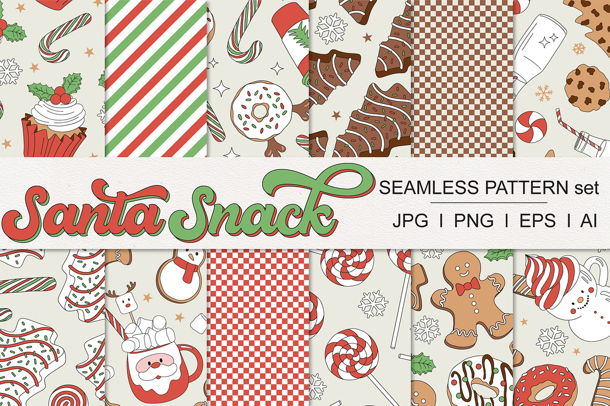 Christmas treats pattern set, a Pattern Graphic by @olga.angelloz (Photo 1 of 2)