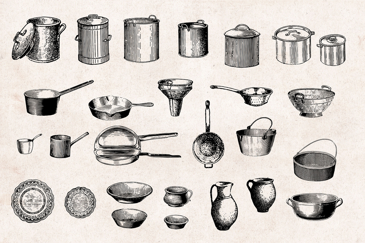 Kitchen Tools Engravings, an Object Graphic by Graphic Goods (Photo 5 of 6)