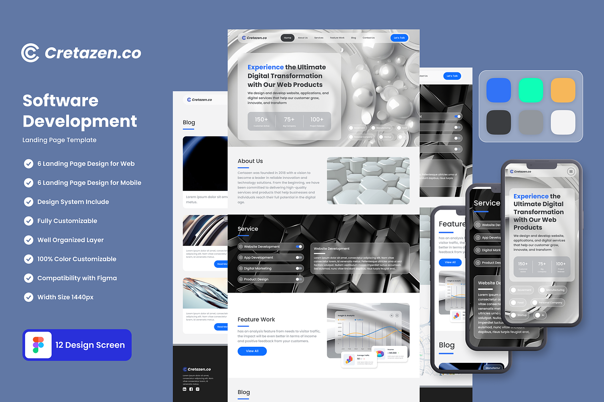 Experience Web Landing Page UI KIT, a Landing Page Template by UICreative (Photo 1 of 4)