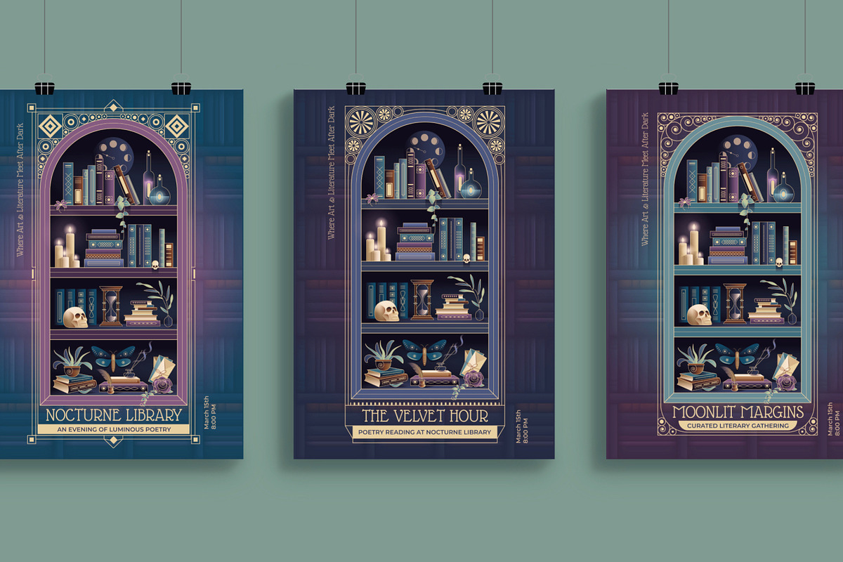 Nocturne Nouveau Branding Kit, a Decorative Illustration by Polar Vectors (Photo 2 of 20)
