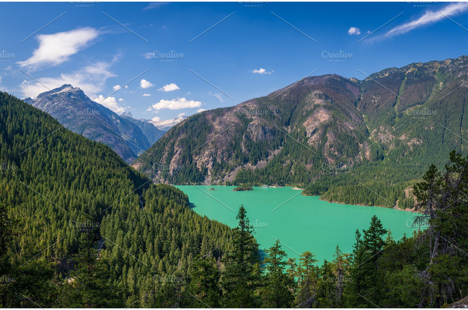 Overlook of Diablo Lake in North, a Nature Photo by Backyard Stock