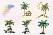 Summer Palm Tree Clipart, an Illustration by CreationArt (Thumbnail 5 of 5)