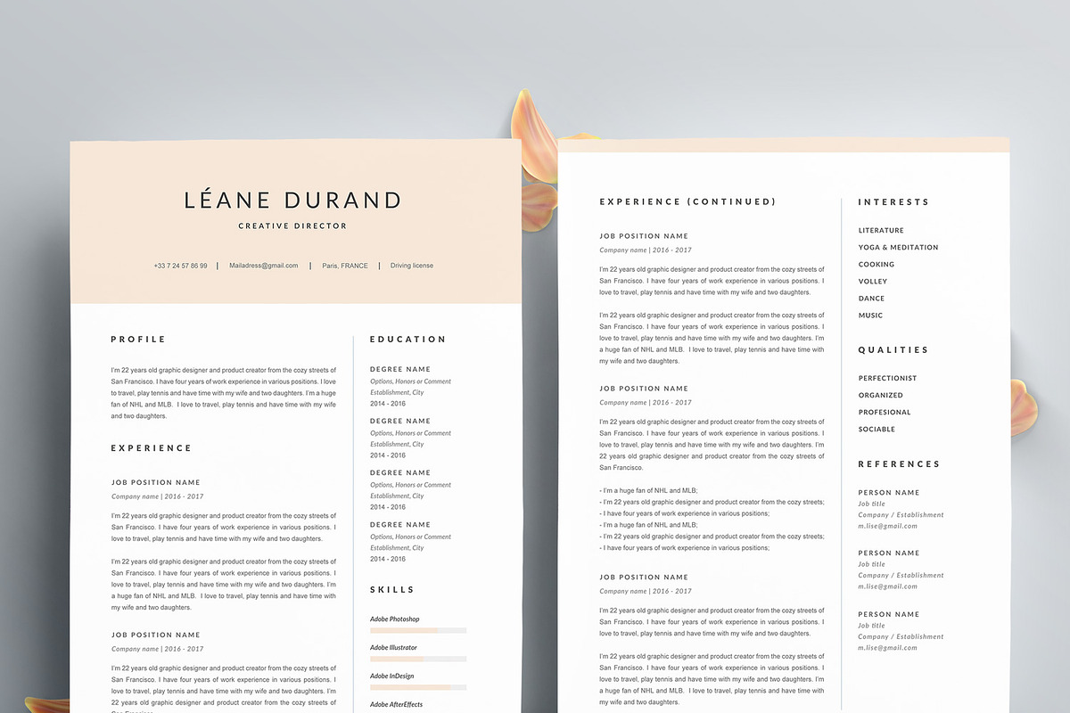 Modern Resume Template LEANE A4, a Resume Template by Graace Studio (Photo 2 of 4)