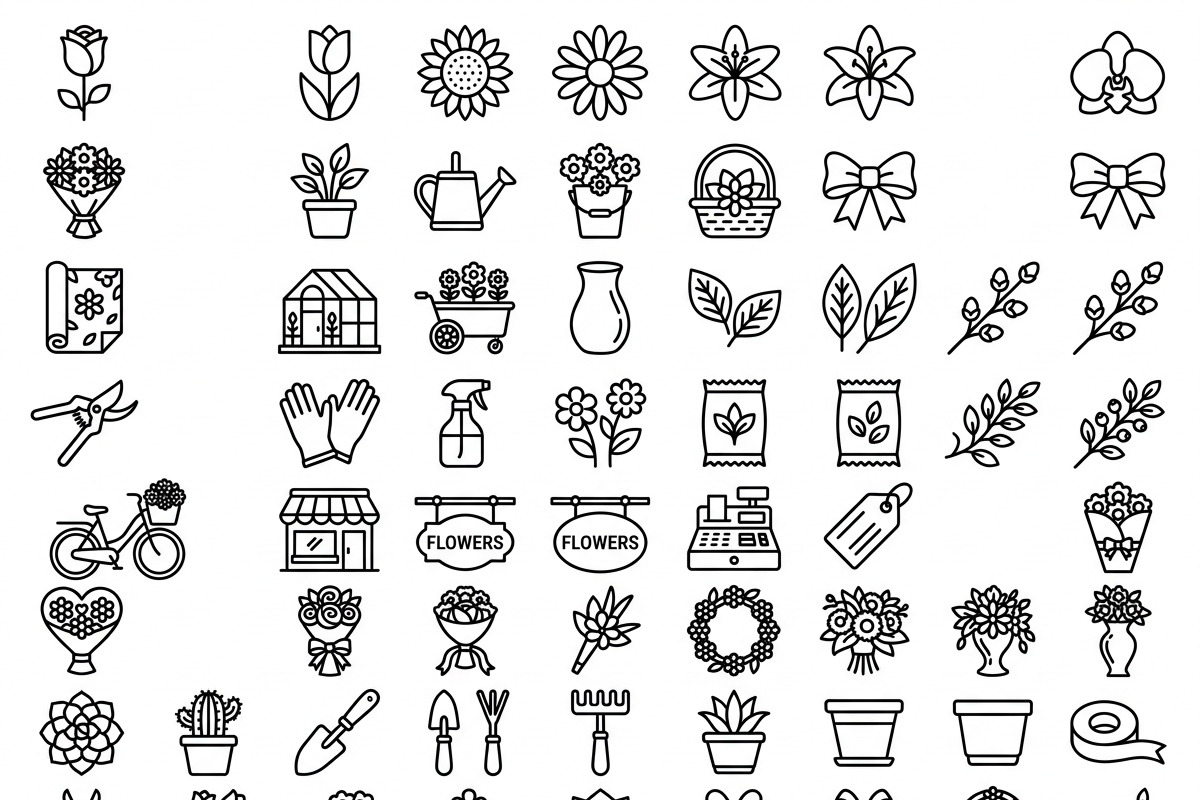 Bundlle Florist Shop Icon Set, an Outline Icon by adenpinkstore (Photo 12 of 12)