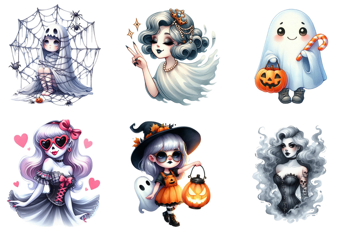 Pin-Up Ghost Girl Clipart, an Illustration by DreamArtGraphic (Photo 3 of 5)