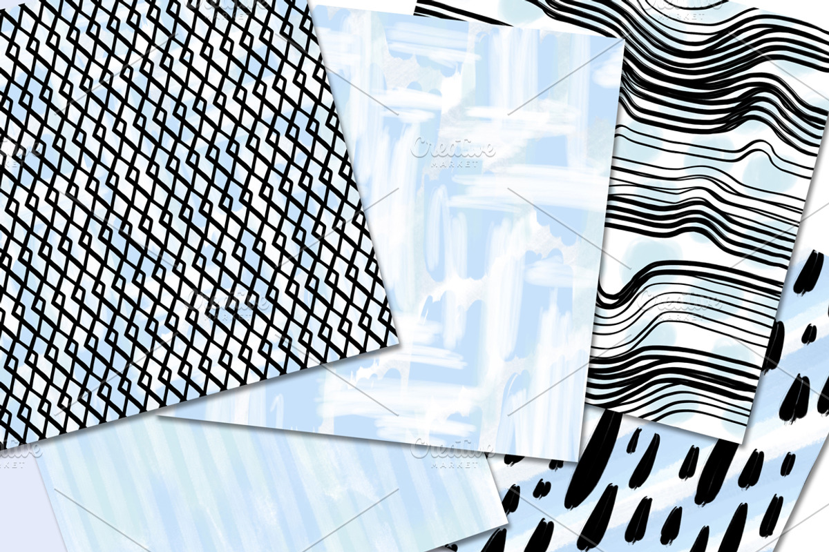 Powder Blue Abstract Digital Paper, a Pattern Graphic by TWG Designs