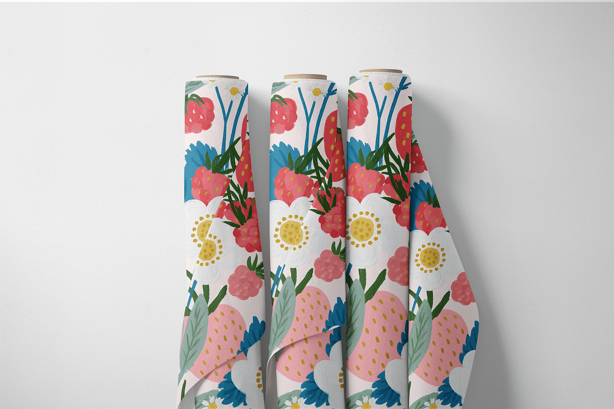 Strawberry Raspberry Floral Seamless, a Pattern Graphic by Pati Charm Studio (Photo 6 of 6)
