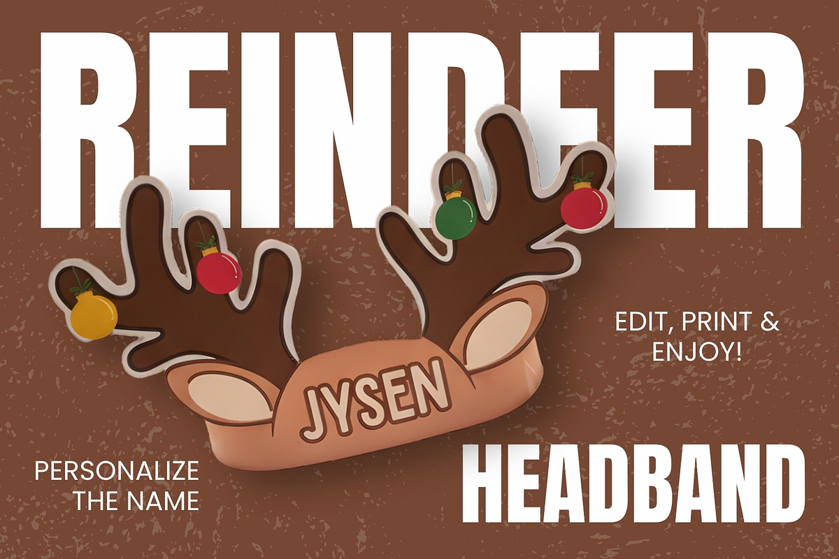 Editable Reindeer Headband Printable, a Print Template by Sunny Jar Designs (Photo 1 of 3)
