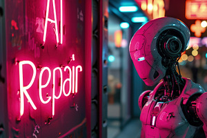 AI Robot Needs Maintenance, Neon Sig