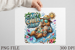 Funny Summer Capybara PNG, a Seasonal Illustration by designcity5