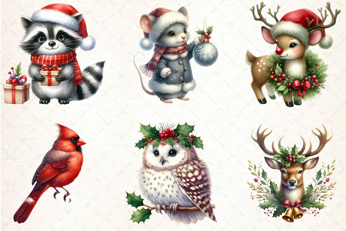 Christmas Animals Clipart, an Illustration by DreamCafeArt (Photo 7 of 8)
