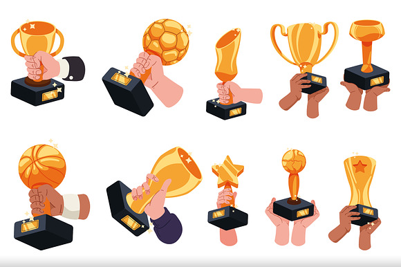 Hand With Trophy & Award Set preview 2